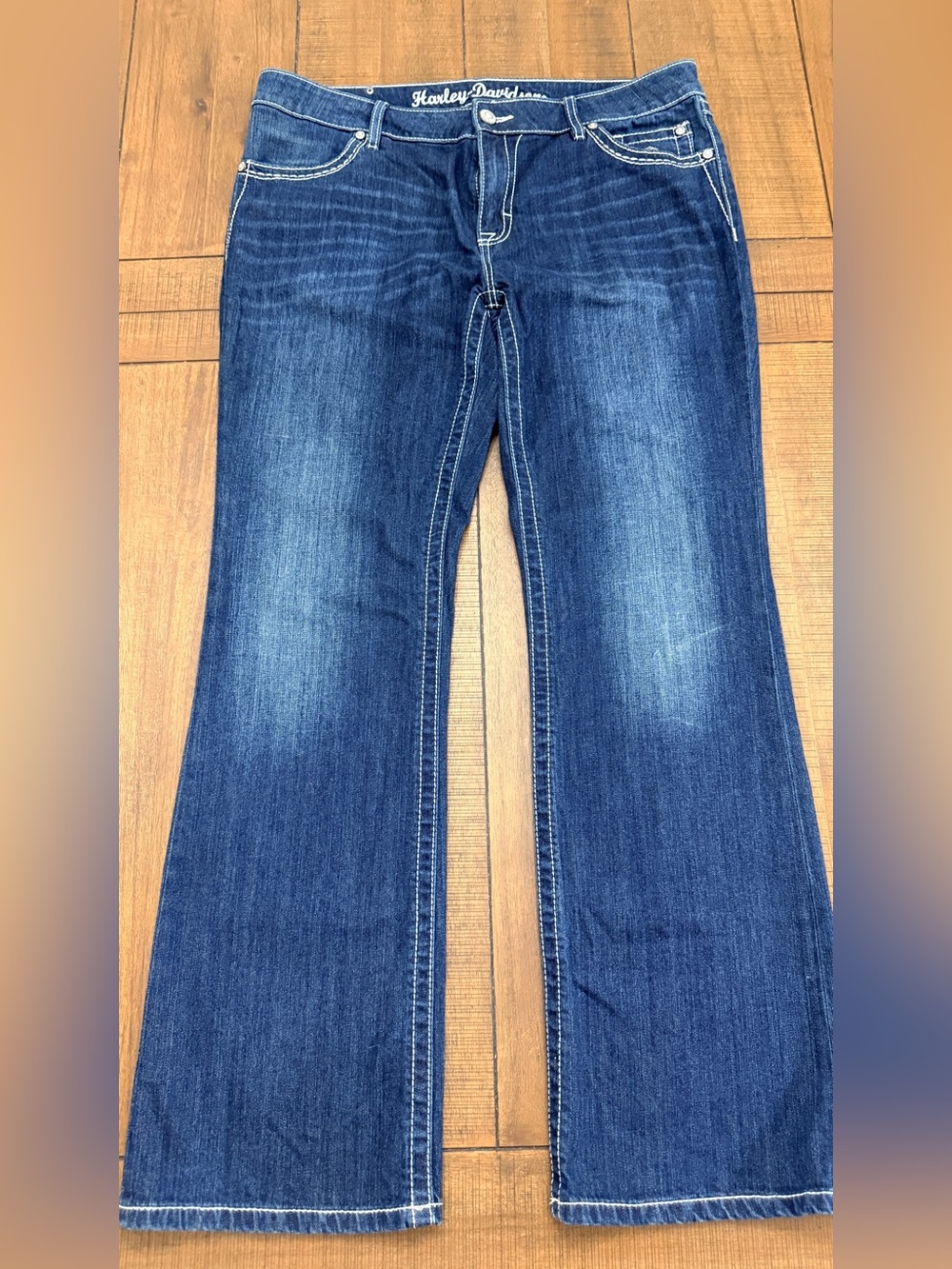 Harley-Davidson Y2K Women's Bootcut Jeans Dark Wash Studded